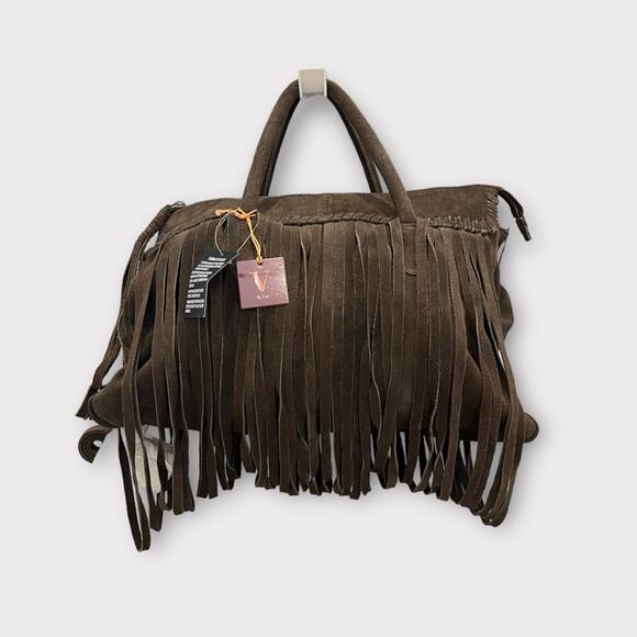 NWT V by Eva Genuine Suede Fringe Large Bag - Picture 1 of 9